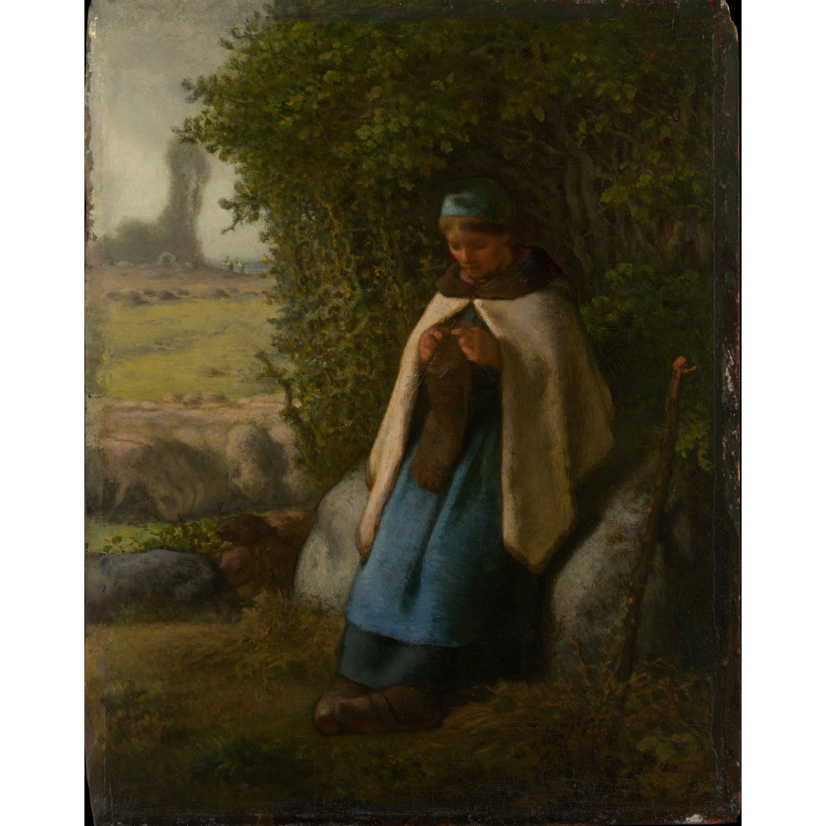 Shepherdess Seated on a Rock by Jean-François Millet (painting).
