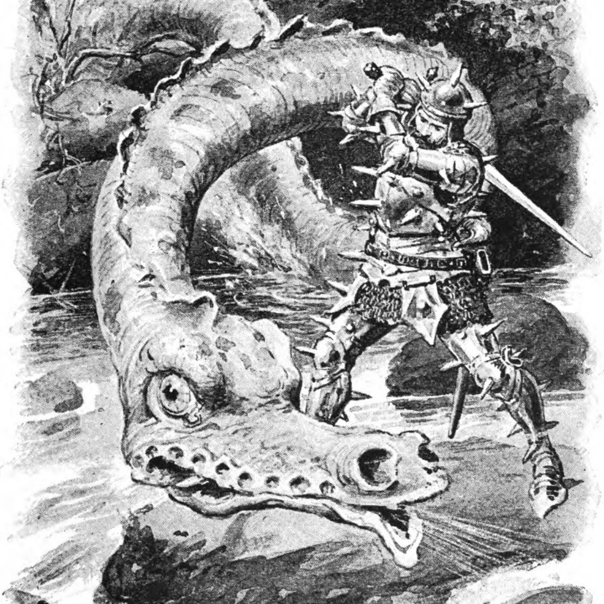 Illustration of the heir of Lambton and the worm.