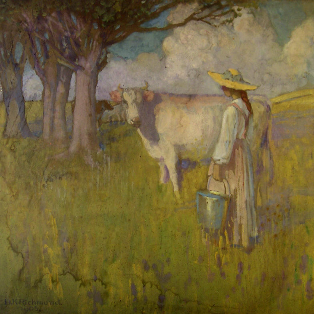 Image of the painting The White Cow by Dorothy Richmond.